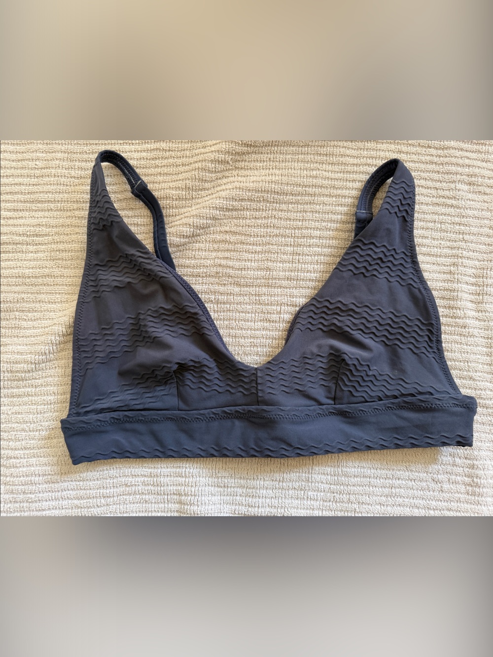 aerie Black Textured Triangle Bikini Top